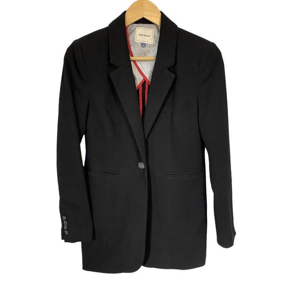 COURT & ROWE Womens Size XS Black Waffle Knit Collared Blazer Jacket - Picture 1 of 6